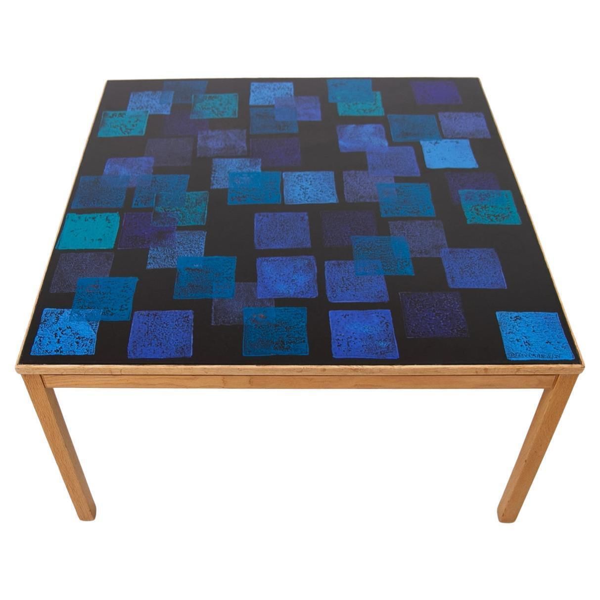 Mid Century Enameled Oak Coffee Table By Törneman For Nk Sweden, 1960s.