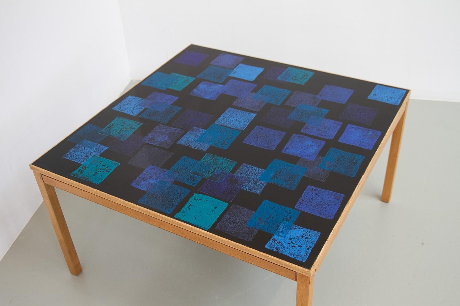 Mid Century Enameled Oak Coffee Table By Törneman For Nk Sweden, 1960s. photo furniture