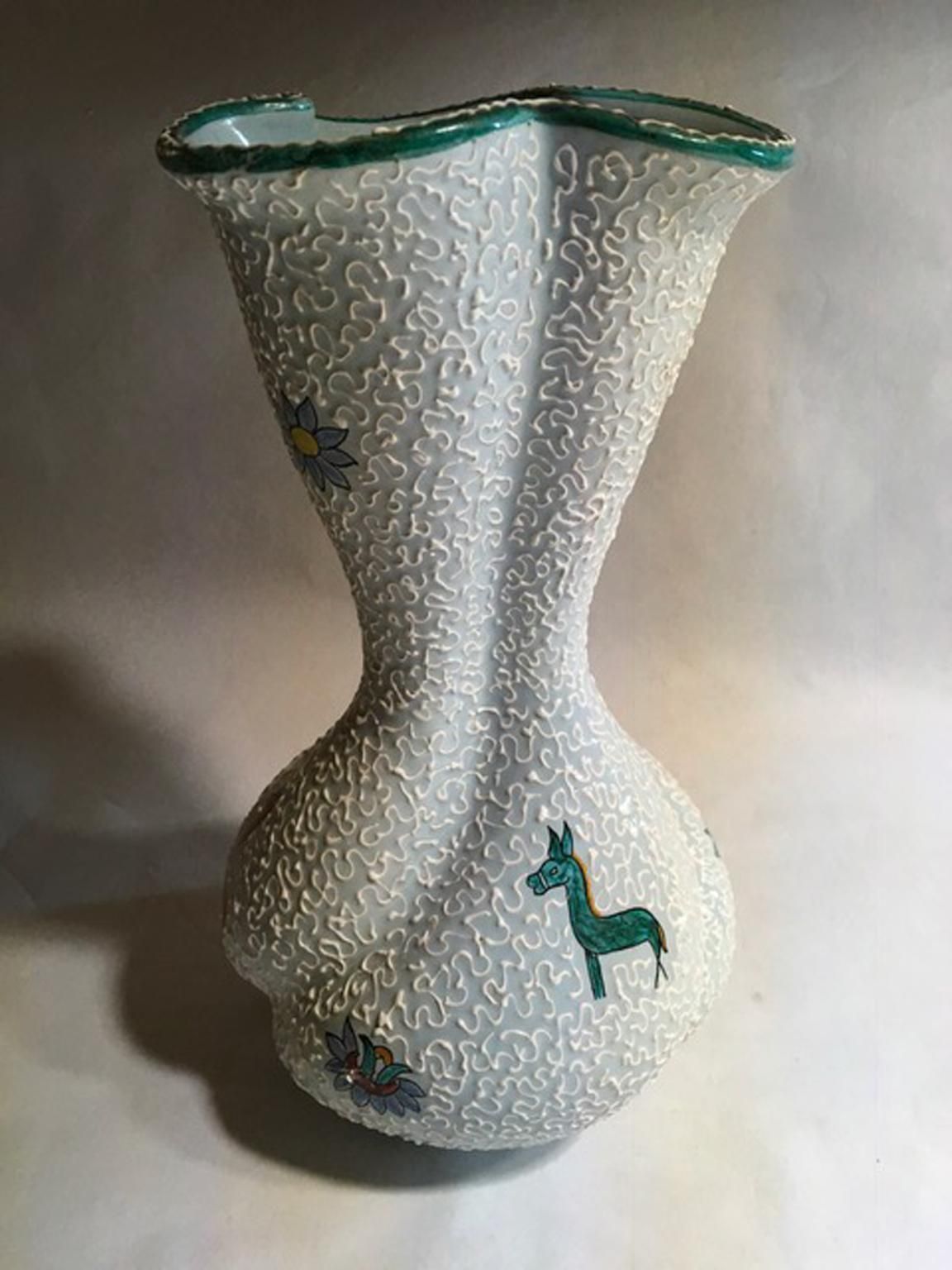 Vase en céramique émaillée blanche, Italie, années 1960 photo Décoration