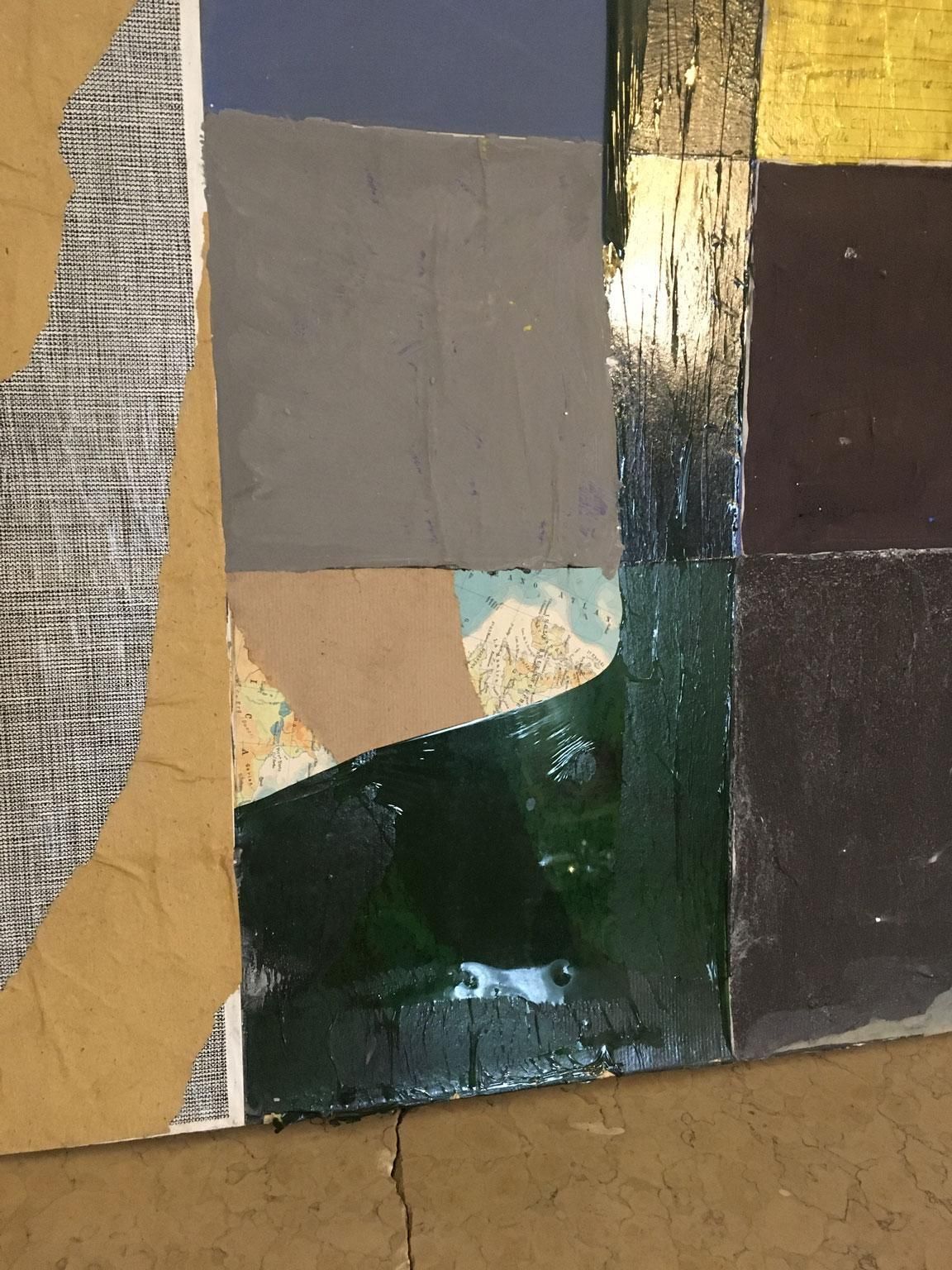 1960 Italy Abstract Painting And Paper Collage By Ermete Lancini photo vintage