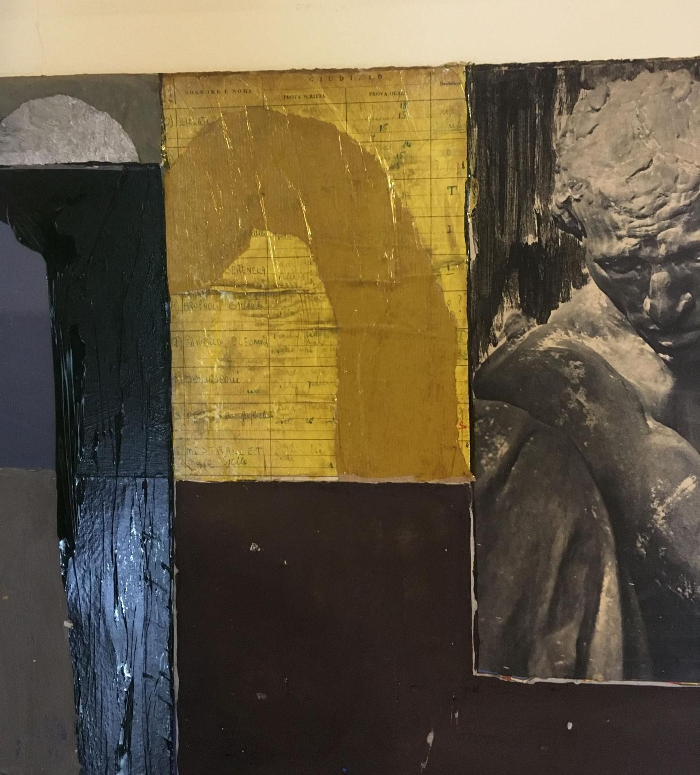 photo furniture 1960 Italy Abstract Painting And Paper Collage By Ermete Lancini
