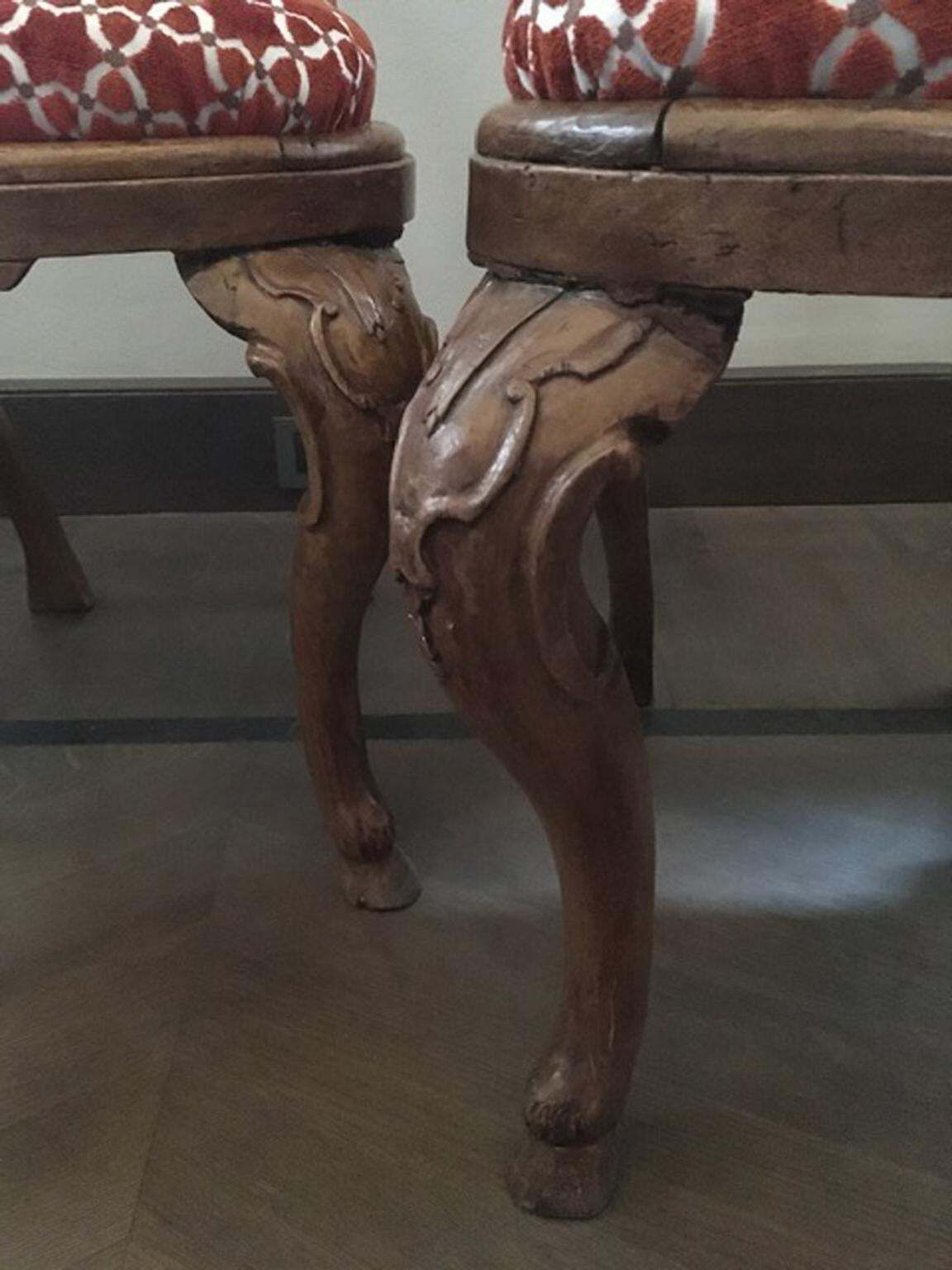 Italy Mid 18th Century Set Six Wooden Dining Chairs Hand Carved photo buy