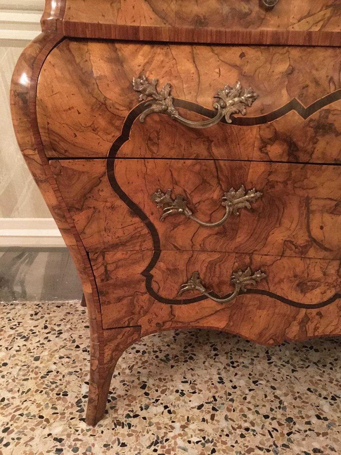 18th C. Italian Lombard Cabinetmakers Baroque Inlaid Walnut Chest Of Drawers photo buy