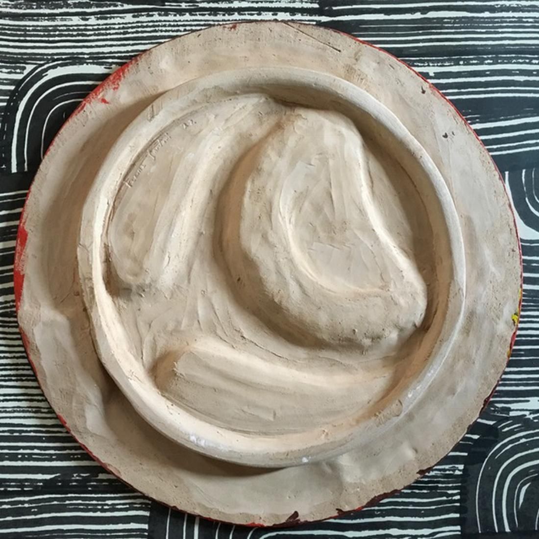 Italy Mid Century Modern Orange Terracotta Abstract Sculpture F Sartori Bowl photo vintage