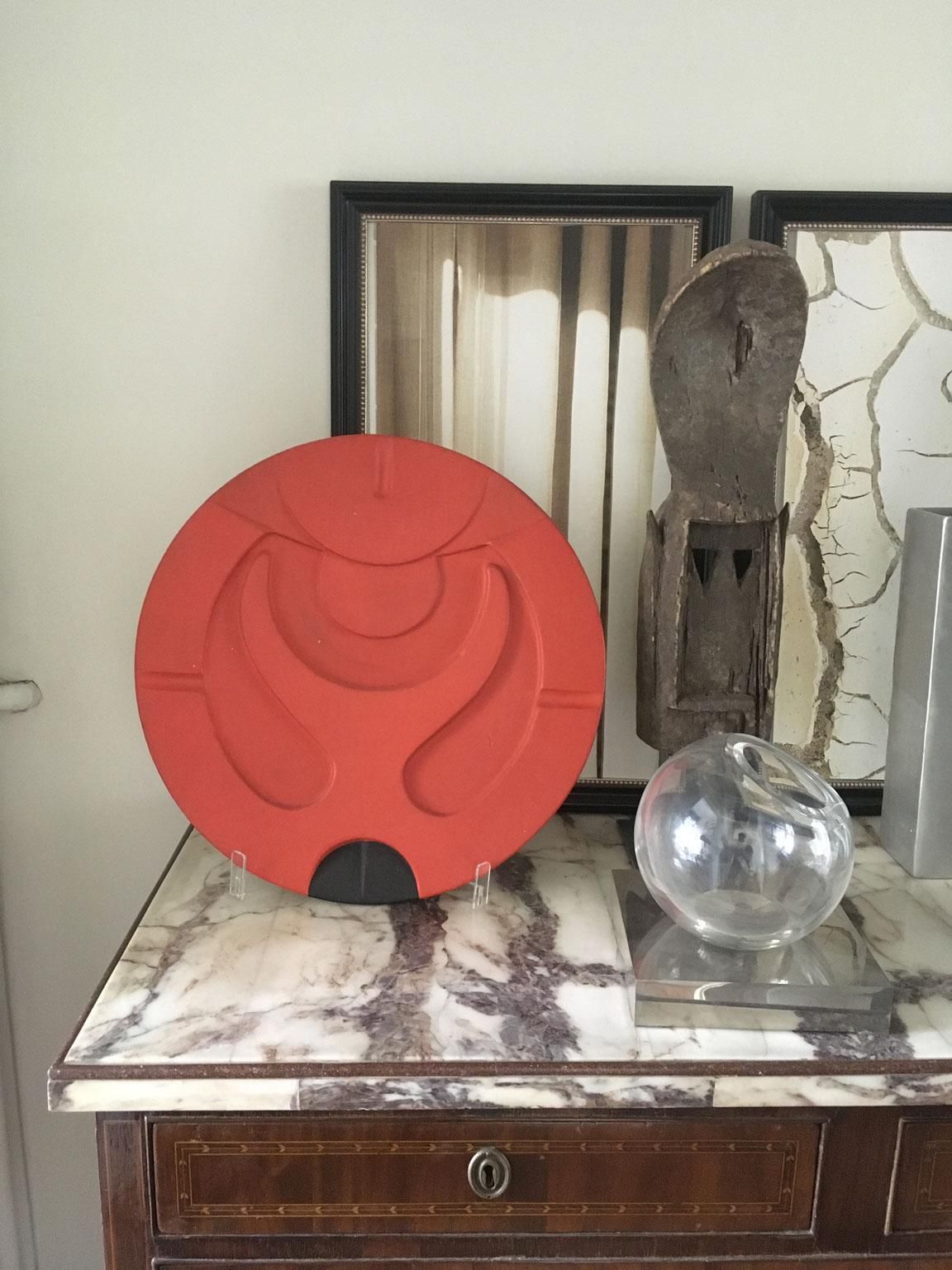 photo vinterior Italy Mid Century Modern Orange Terracotta Abstract Sculpture F Sartori Bowl