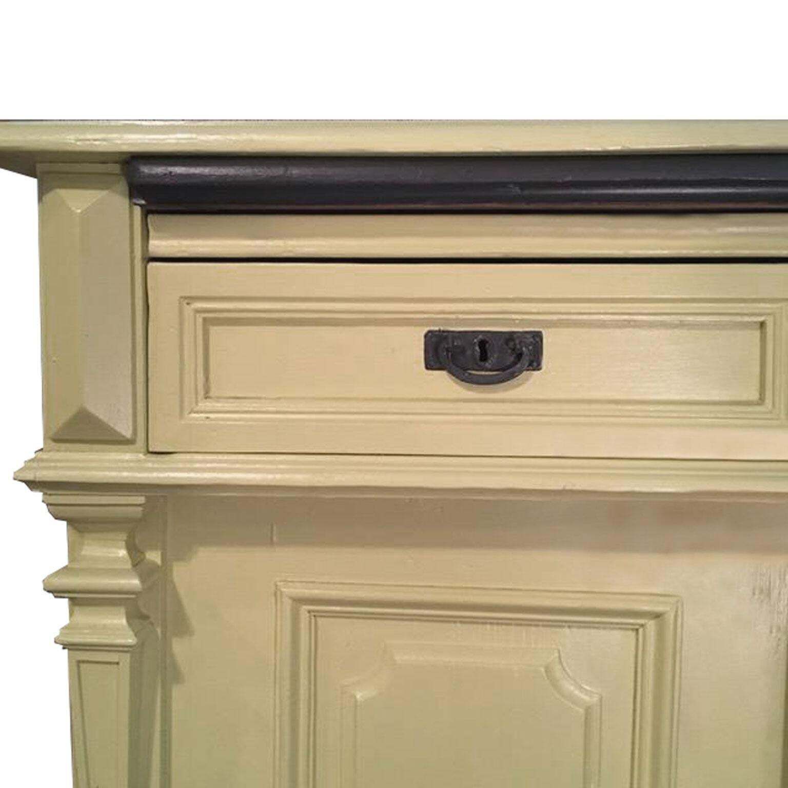 Furniture Italy Mid 19th Century Yellow Wood Buffet With Yellow Glass Shelves photo