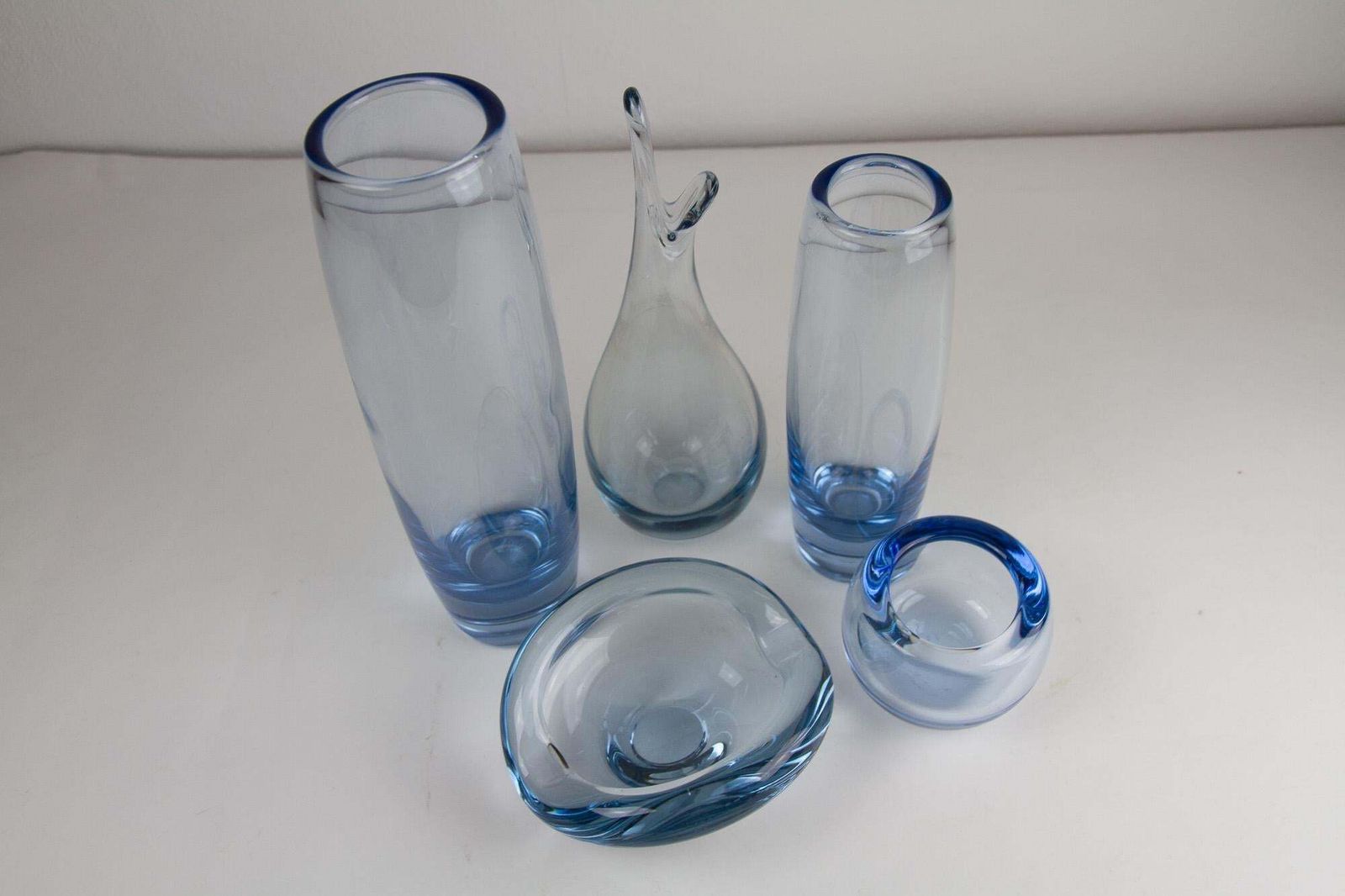 photo vinterior Vintage Danish Holmegaard Aqua Vases By Per Lütken, 1960s. Set Of 5.
