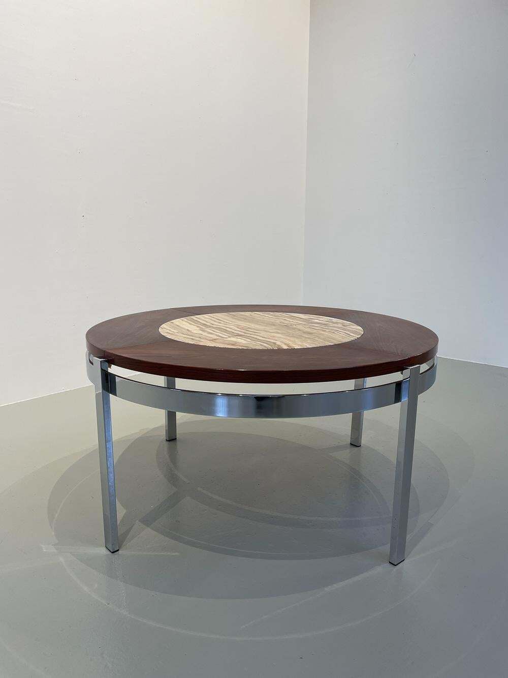 Danish Modern Round Rosewood And Marble Coffee Table By Bendixen Design, 1970s. photo vintage