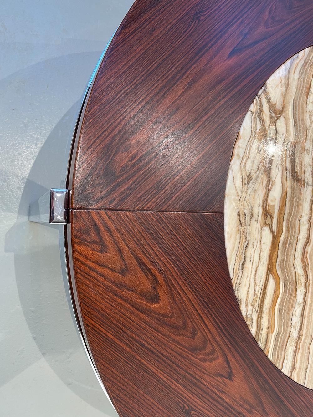 photo furniture Danish Modern Round Rosewood And Marble Coffee Table By Bendixen Design, 1970s.