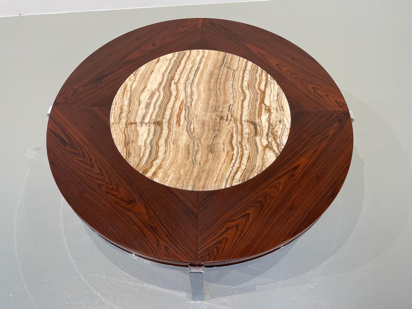 Furniture Danish Modern Round Rosewood And Marble Coffee Table By Bendixen Design, 1970s. photo
