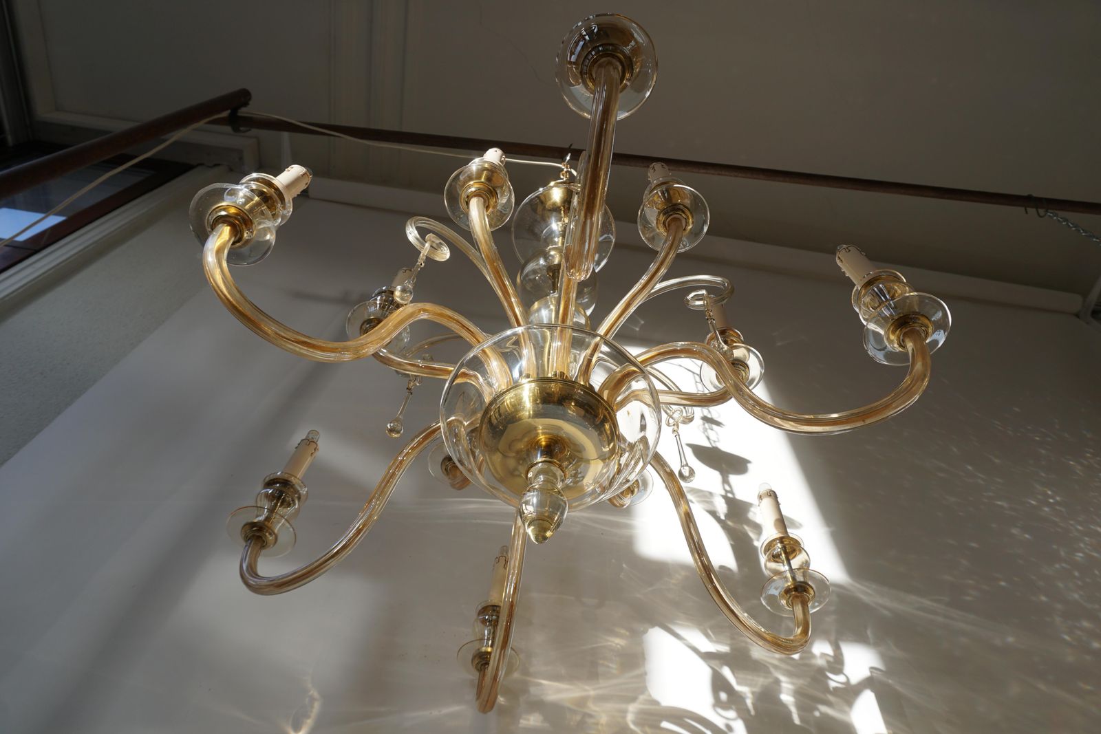 Italian Midcentury Style Hand Blown Murano Venetian Glass Chandelier photo Lighting