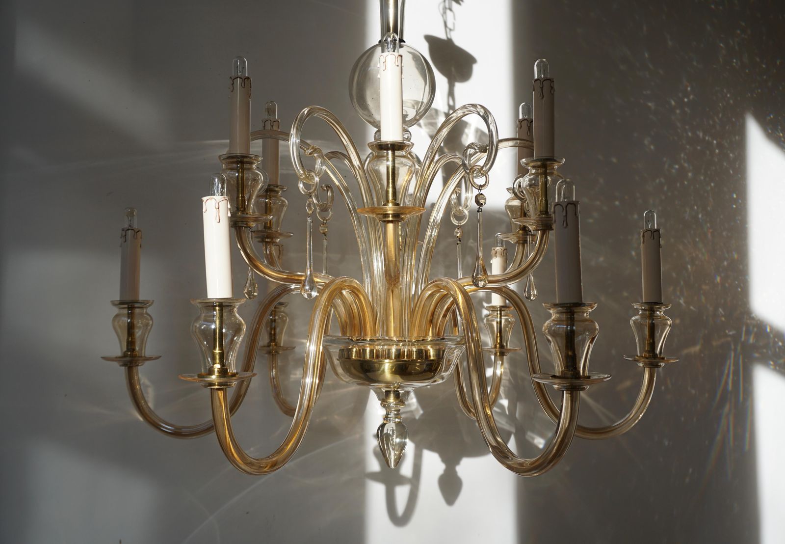 Italian Midcentury Style Hand Blown Murano Venetian Glass Chandelier photo 2507.0