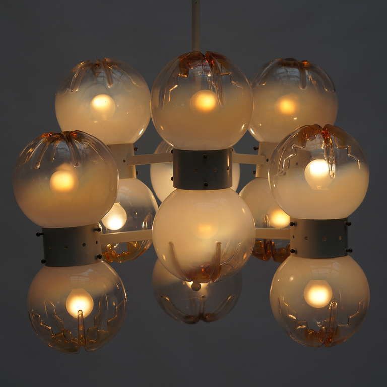 Italian Mazzega Chandelier With 12 Globes photo vinterior