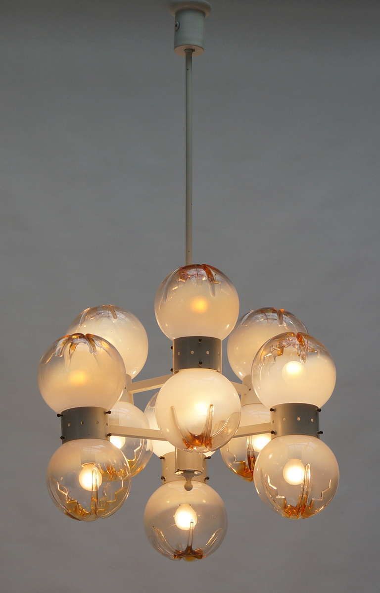 Italian Mazzega Chandelier With 12 Globes photo buy
