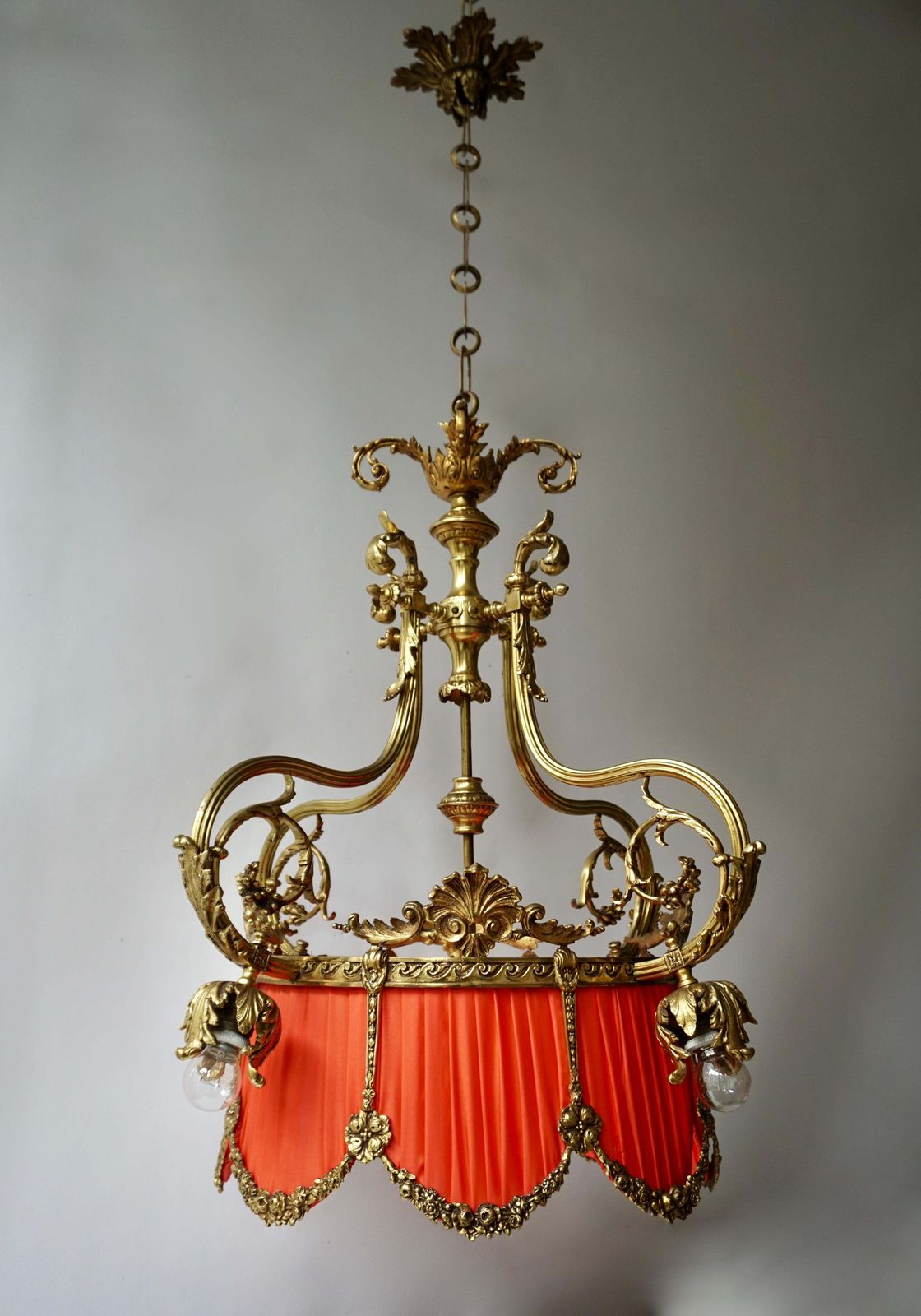 Beautiful Palatial Bronze Chandelier In The Shape Of A Crown photo Lighting