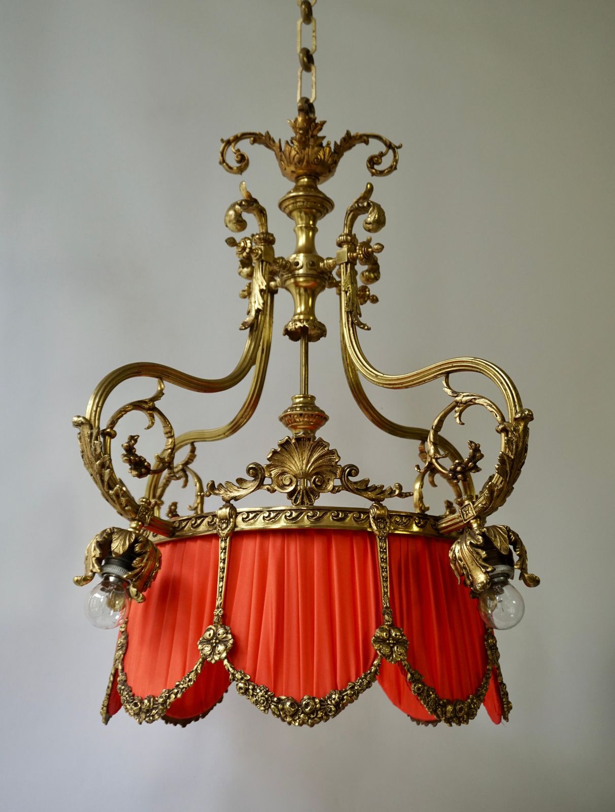 Lighting Beautiful Palatial Bronze Chandelier In The Shape Of A Crown photo