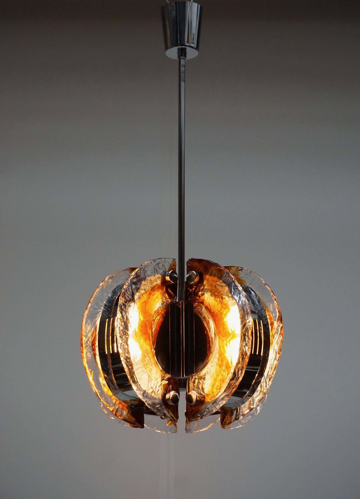 Murano Clear And Amber Glass Chandelier, Italy, 1970s photo furniture