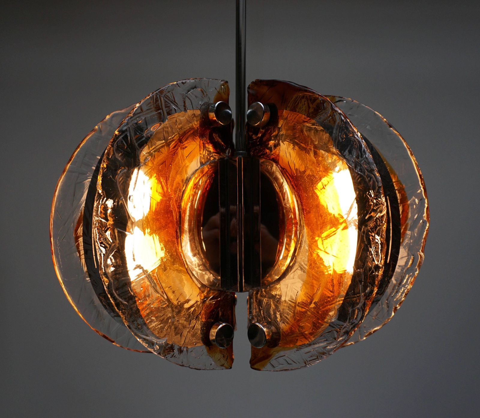 Murano Clear And Amber Glass Chandelier, Italy, 1970s photo for sale