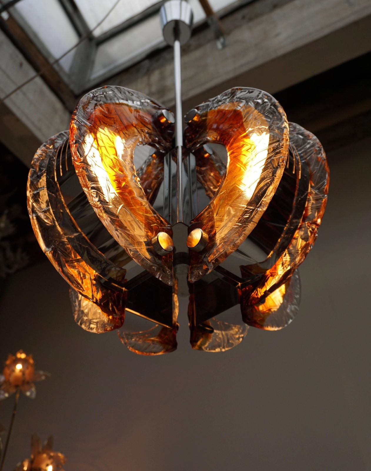 Murano Clear And Amber Glass Chandelier, Italy, 1970s photo 1615.0