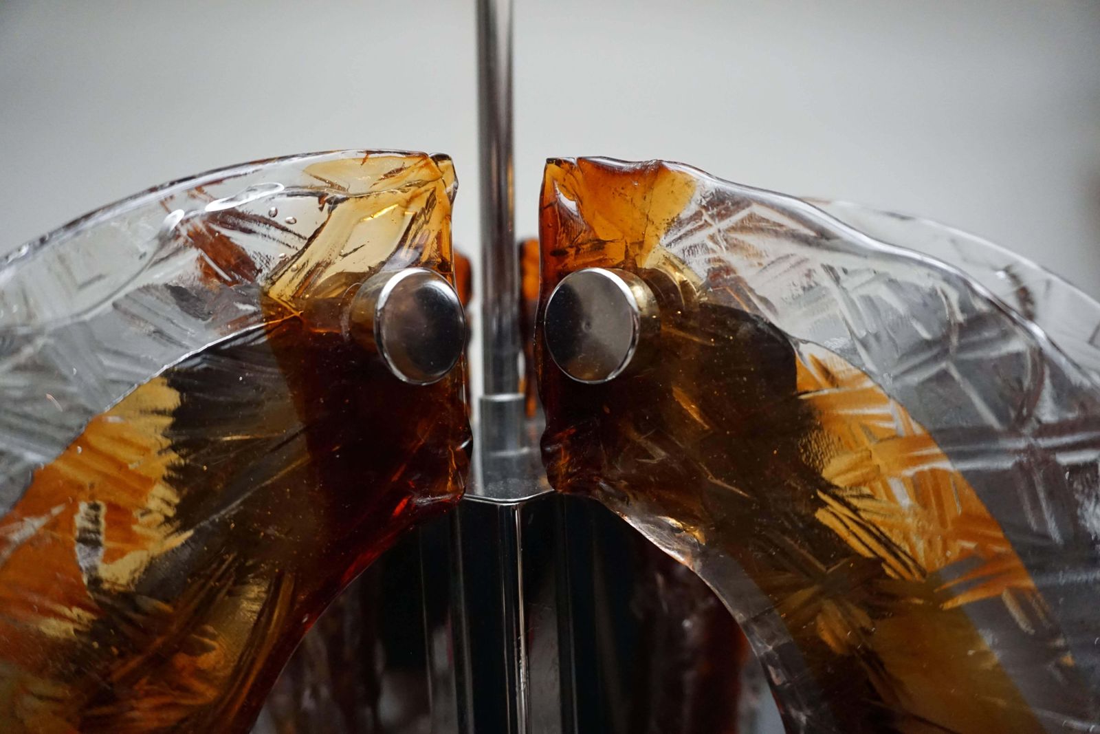 Murano Clear And Amber Glass Chandelier, Italy, 1970s photo vintage