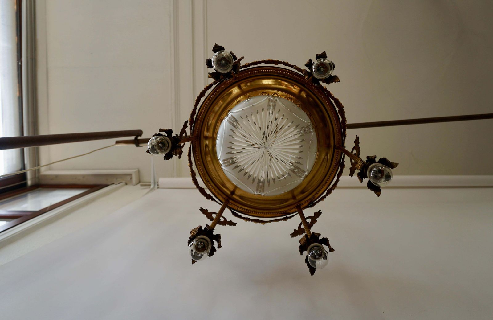 19th Century French Gilt Bronze And Crystal Aesthetic Seven Light Chandelier photo vintage