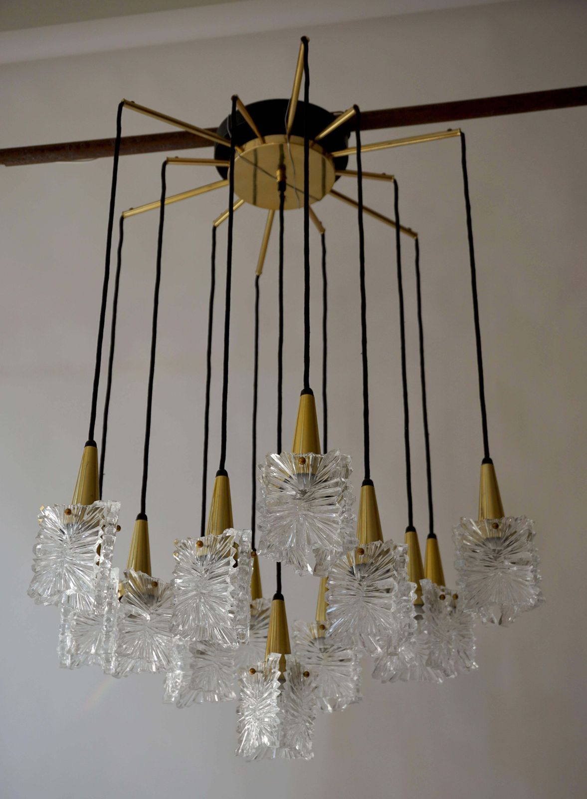 Chandelier In Glass And Brass By Raak photo for sale