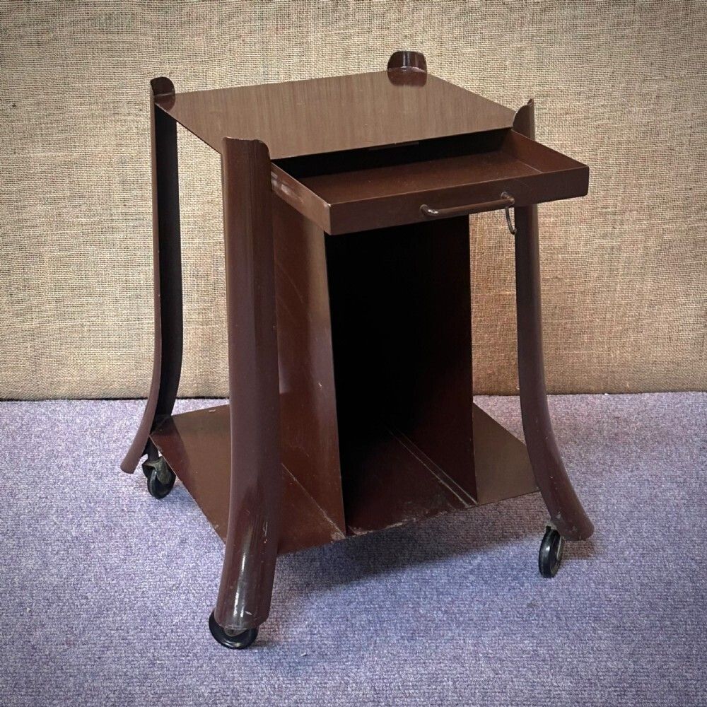 Vintage Metal Utility Telephone Table On Original Castors photo for sale