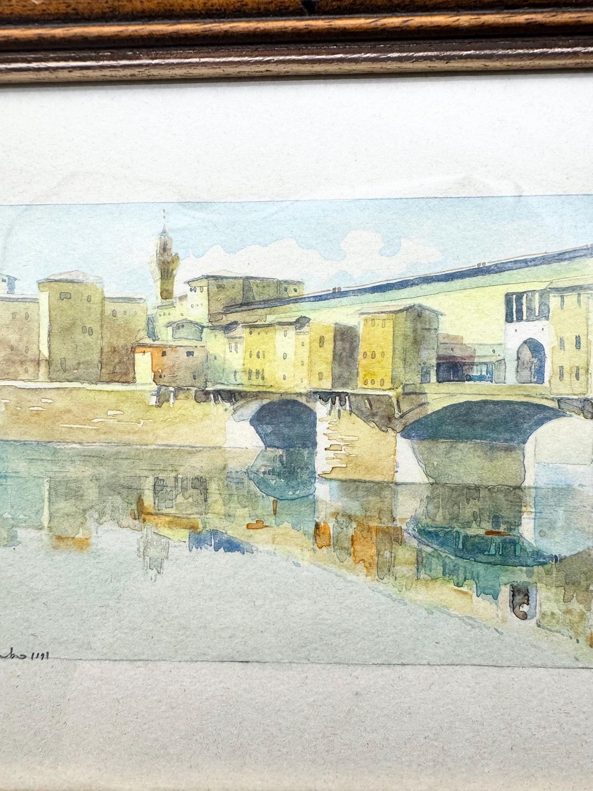 Original Watercolour Of Firenze, Ponte Vecchio Picture photo vinterior