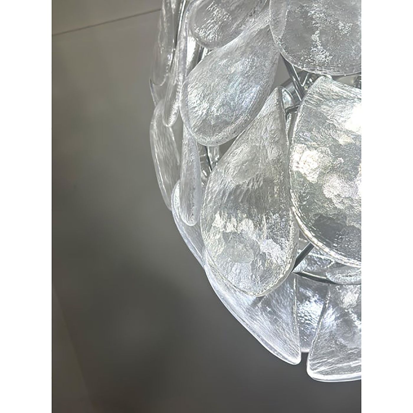 Contemporary Modern Clear "Petals" Murano Style Glass Chandelier photo furniture