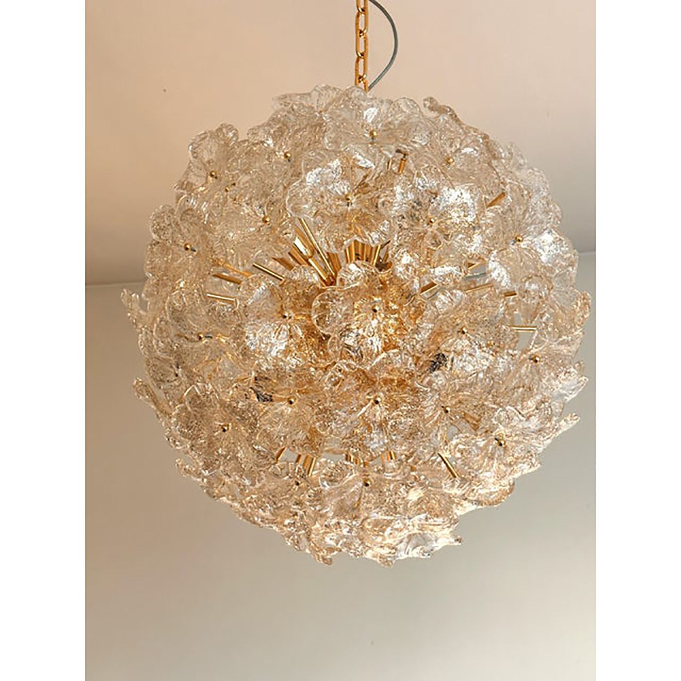 Transparent And Gold Lotus Murano Style Glass Sputnik Chandelier photo furniture