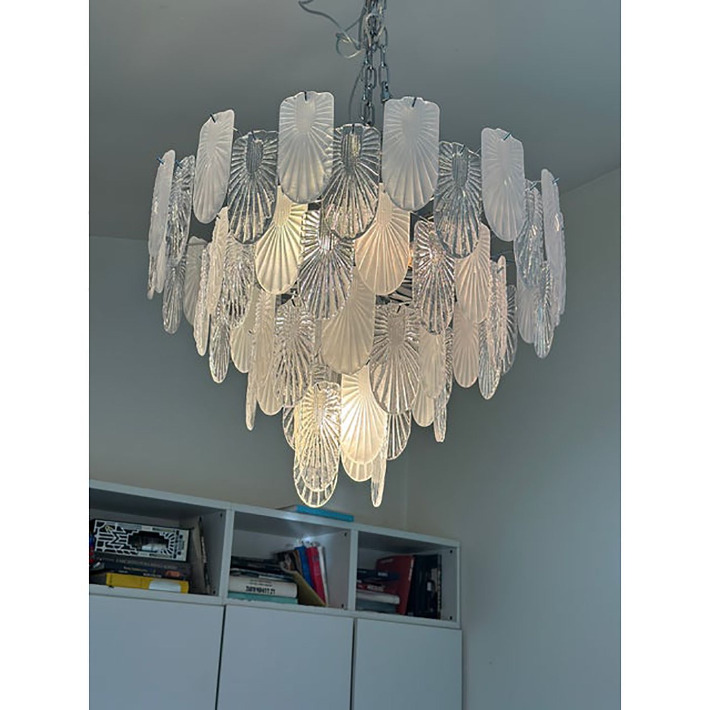 Italian Murano Style Glass Chandelier Clear And Frosted Art Deco photo buy