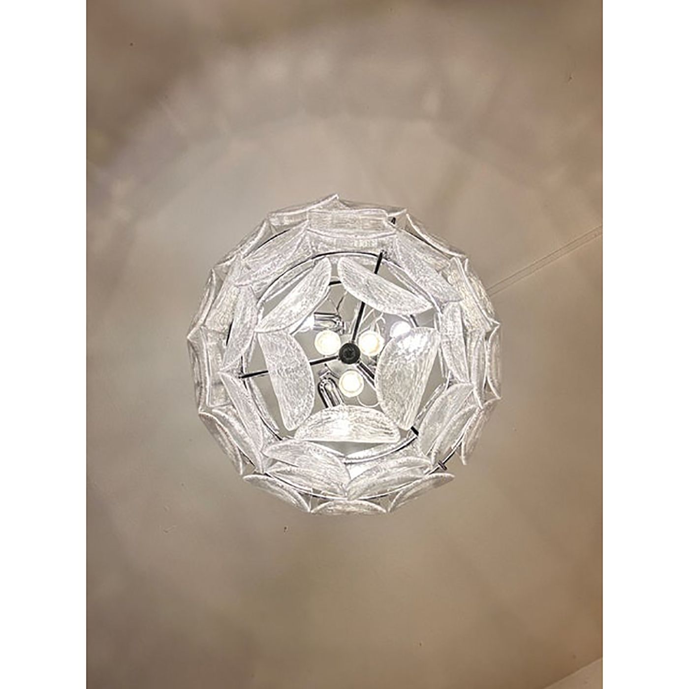 Contemporary Modern Clear "Petals" Murano Style Glass Chandelier photo furniture