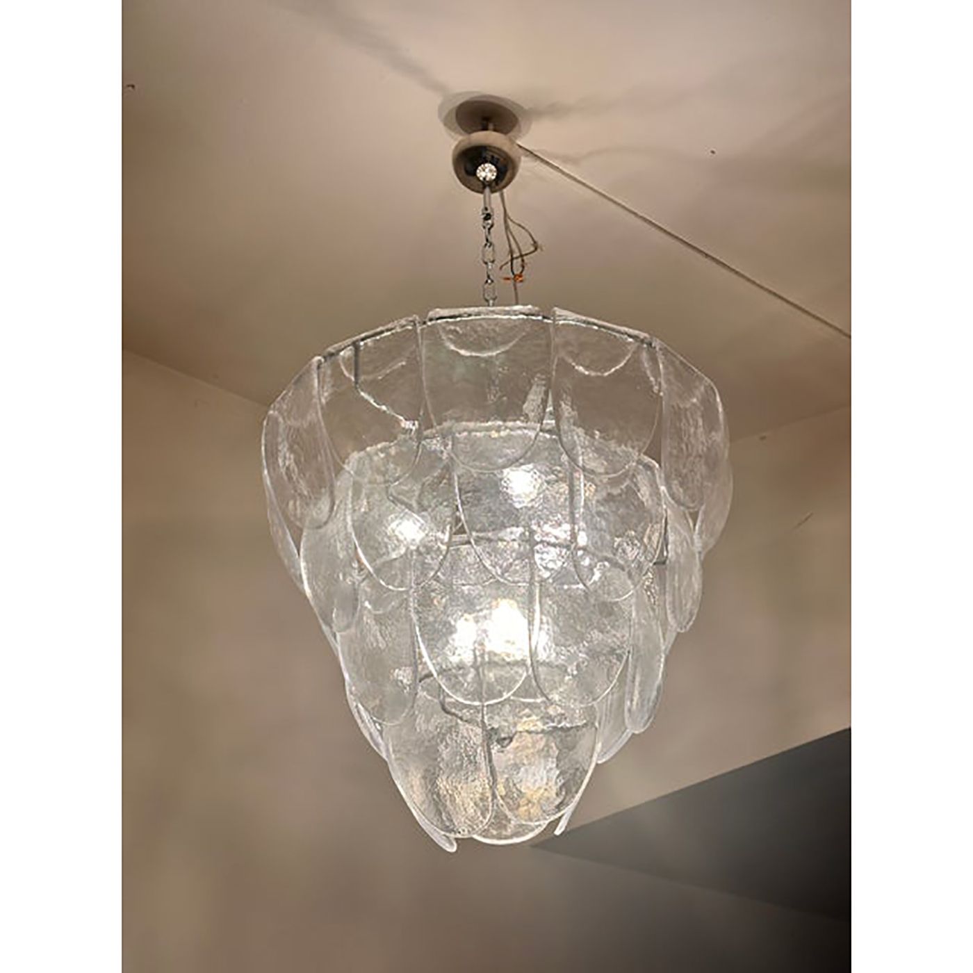 Contemporary Modern Clear "Petals" Murano Style Glass Chandelier photo Lighting