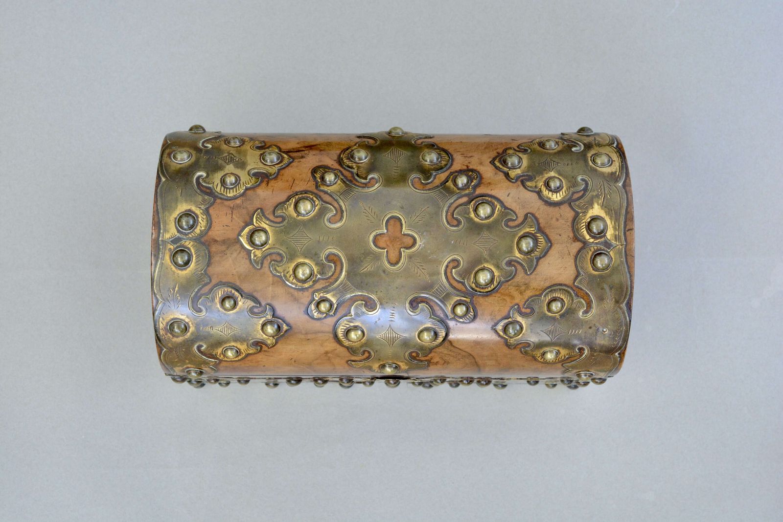 A Victorian Gothic Revival Desk Top Stationary Box. Made From Figured Walnut With Brass photo vinterior