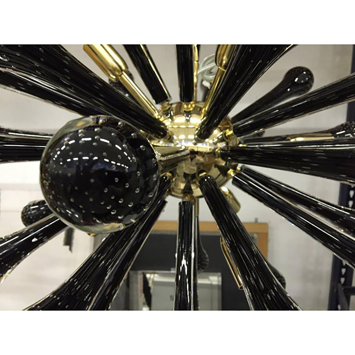 Italian Murano Style Glass Sputnik Gold With Black Drops Chandelier photo 12500.0