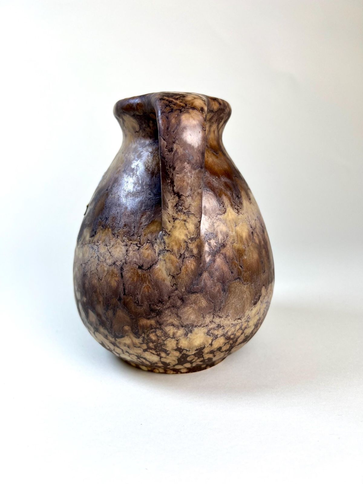 photo furniture Brown Ruscha Art Vase   West German Fat Lava Vase   Vintage Ceramic Vase With Handle