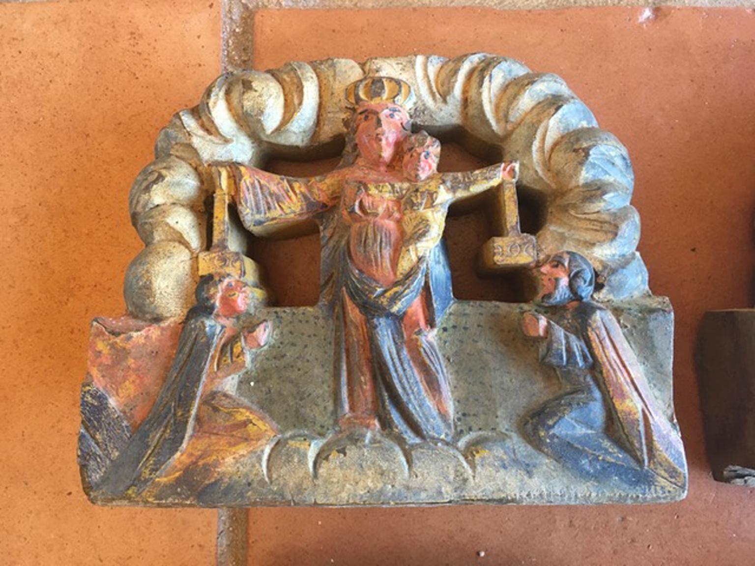 Italy Sicily Late 19th Century Set Of 4 Kitchen Wooden Tiles With Rural Scenes photo for sale