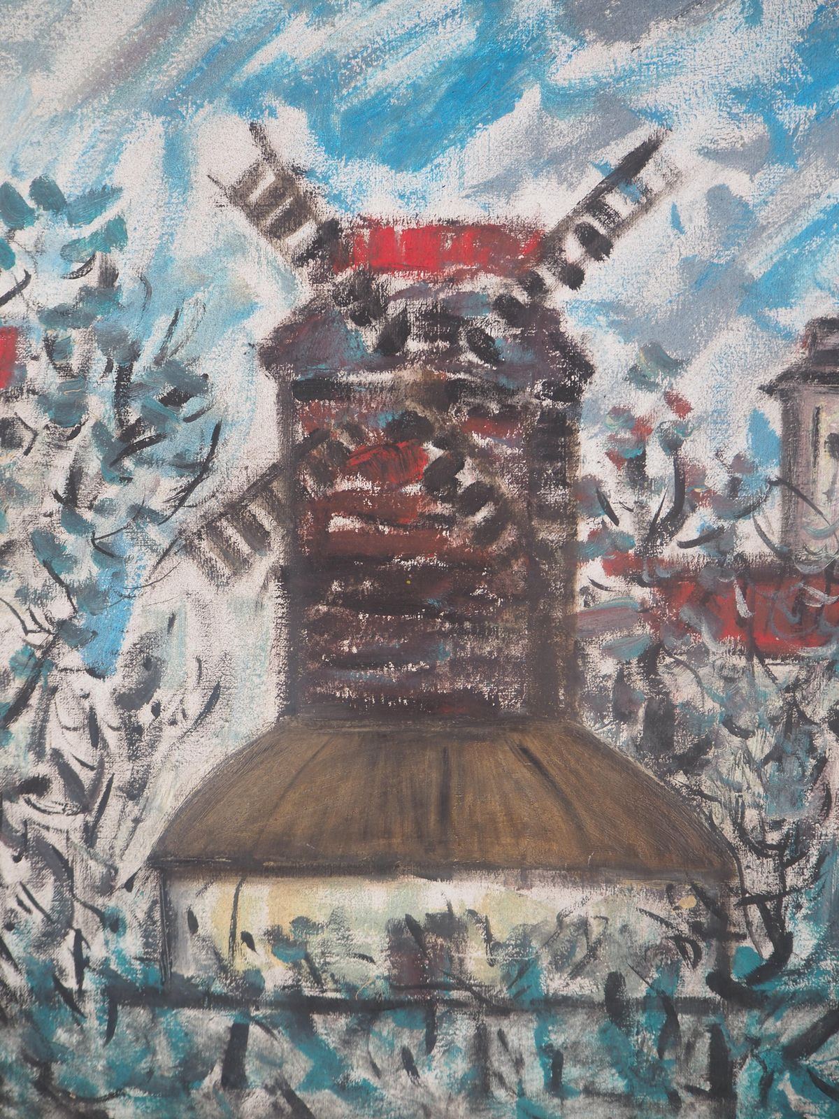 Edgar Stoëbel Paris : Old Windmill In Montmartre   Original Oil On Canvas, Signed photo for sale