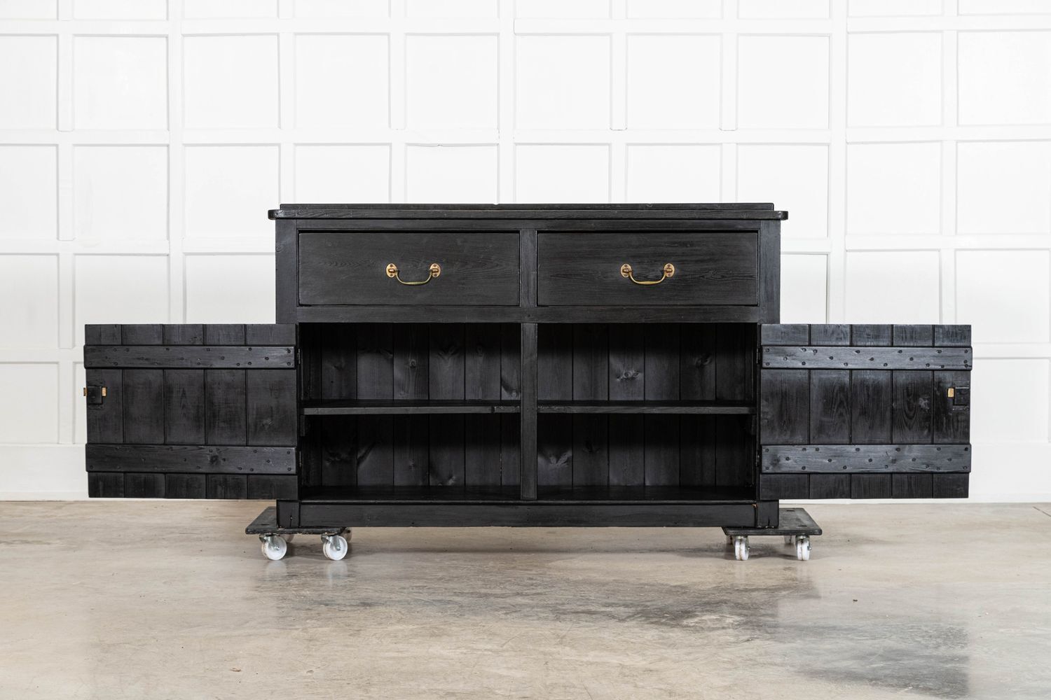19thc English Ebonised Country Pine Dresser Base photo 3393.0