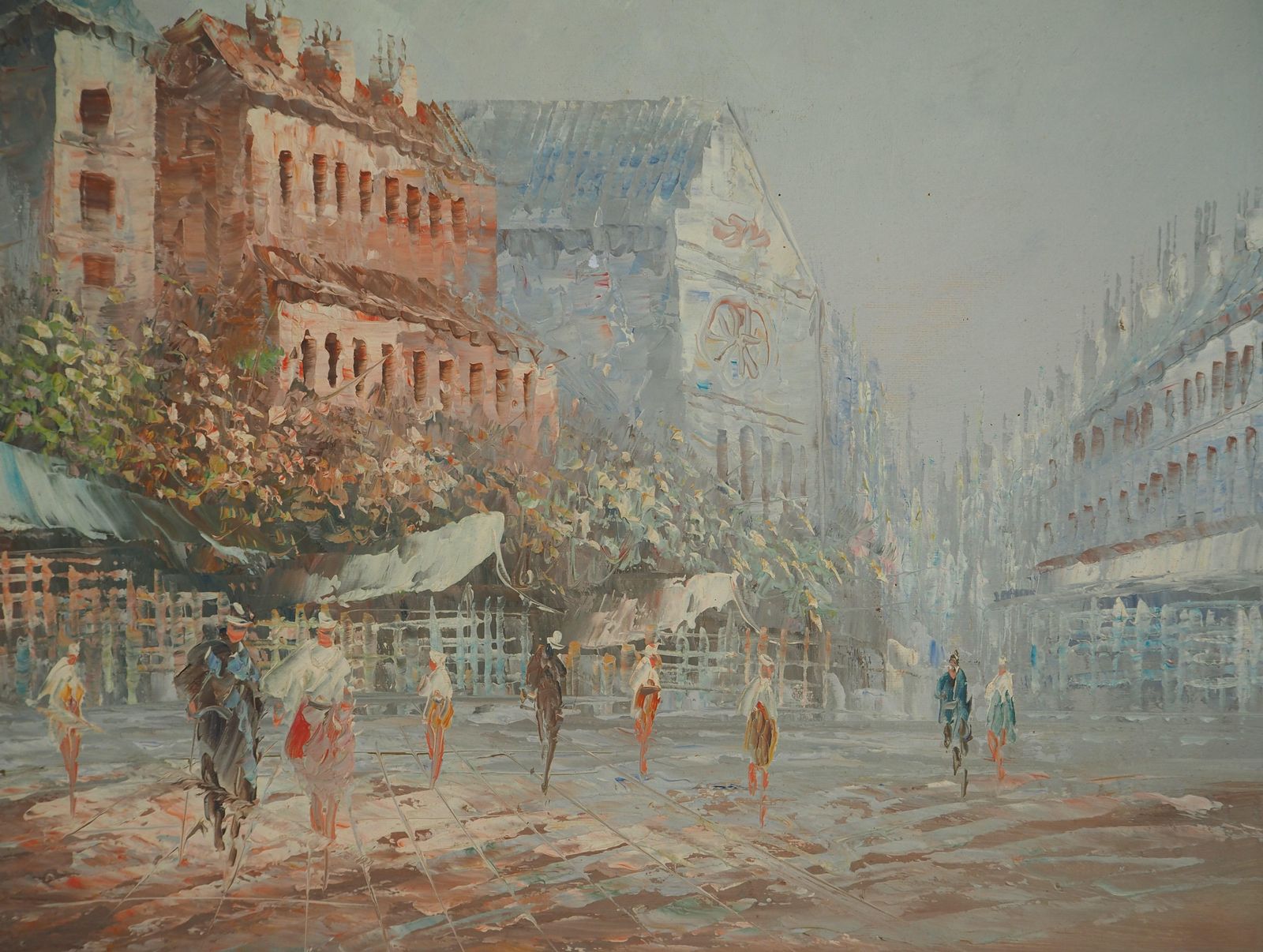 Afternoon In The City   Oil On Canvas With Frame photo 514.0