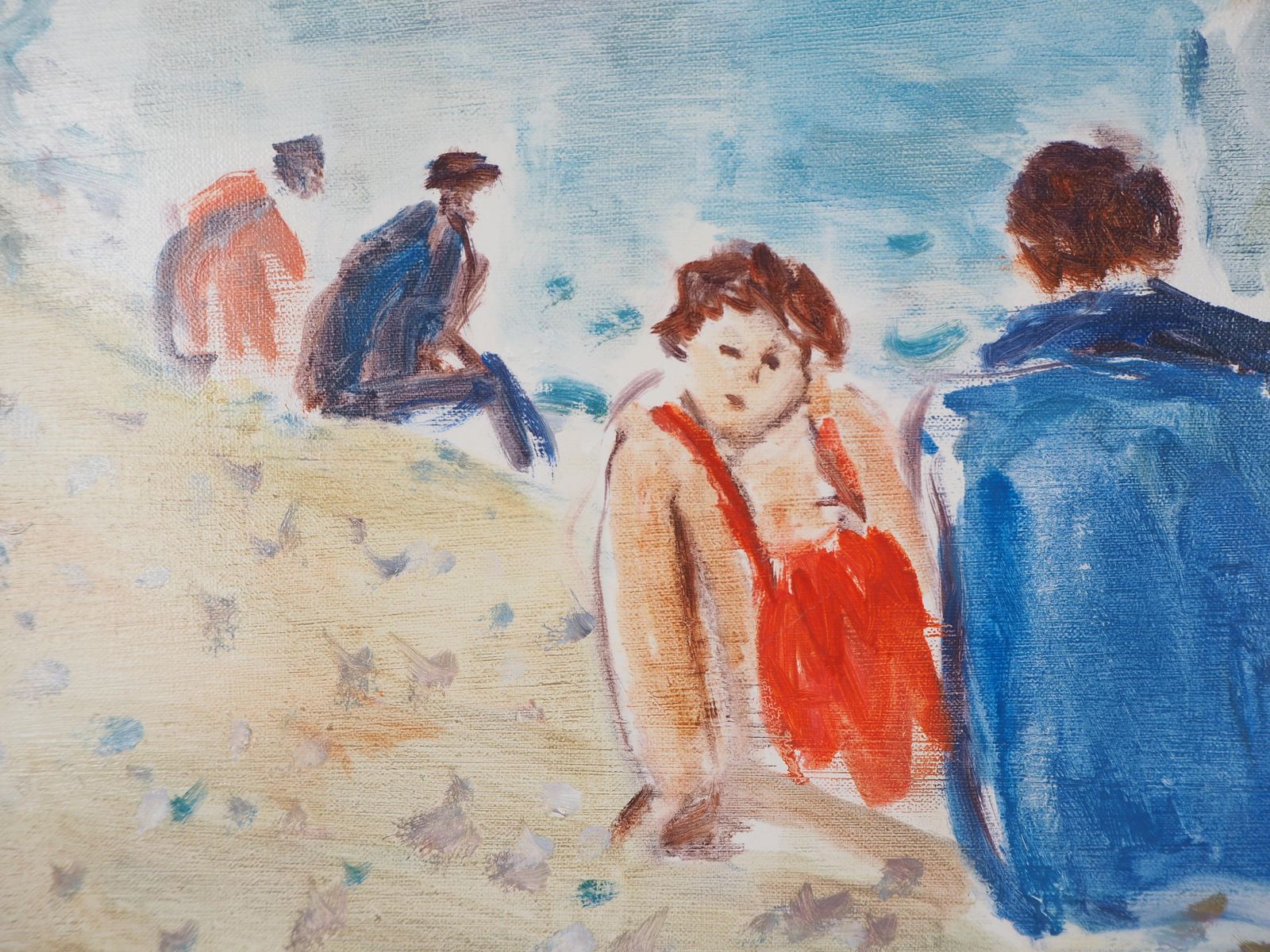 Jean Jacques Rene Normandy : Sunny Day In Dieppe   Original Oil On Canvas, Hansigned photo buy