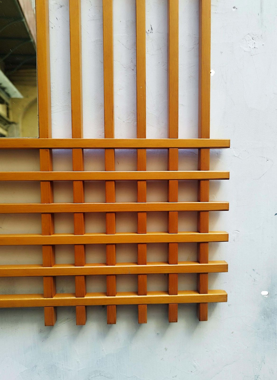 Ettore Sottsass For Santambrogio & De Berti "Oak" Wood Wall Mirror, Italy 1960s photo 6855.0
