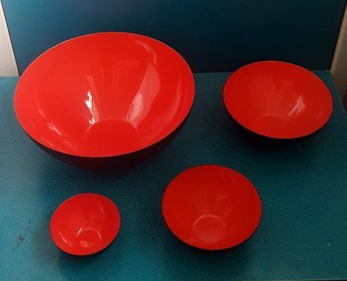 Enamelled Krenit Bowls By Herbert Krenchel For Torben ørskov, 1950s, Set Of 4 photo furniture