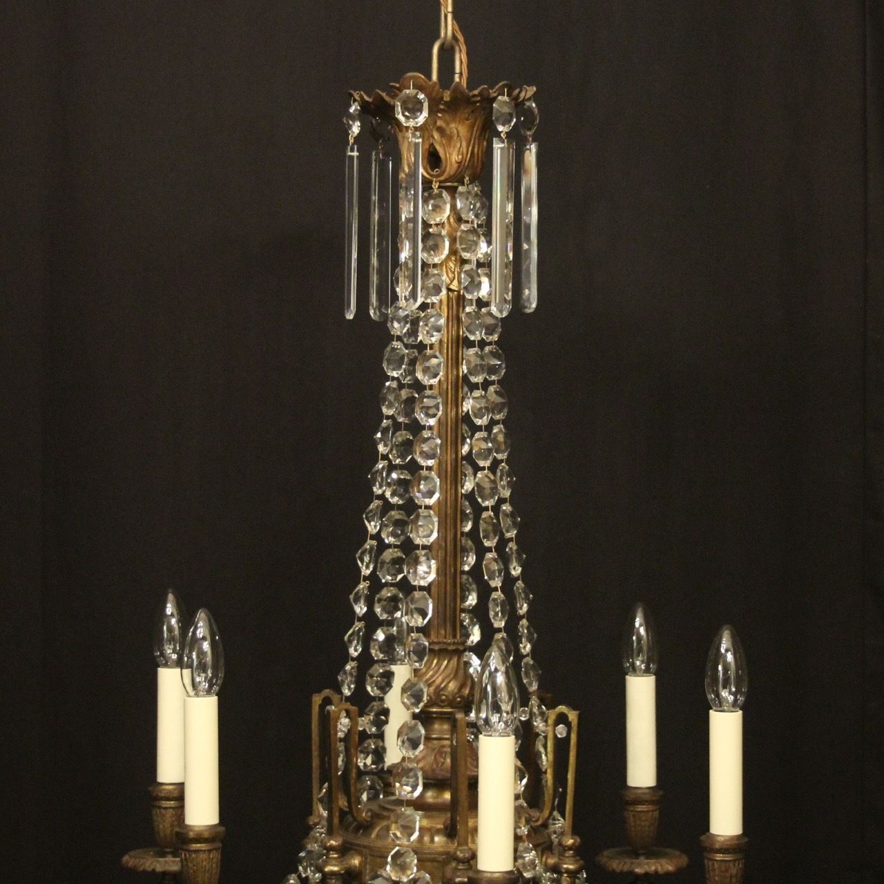 French Gilded Bronze 6 Light Antique Chandelier photo furniture