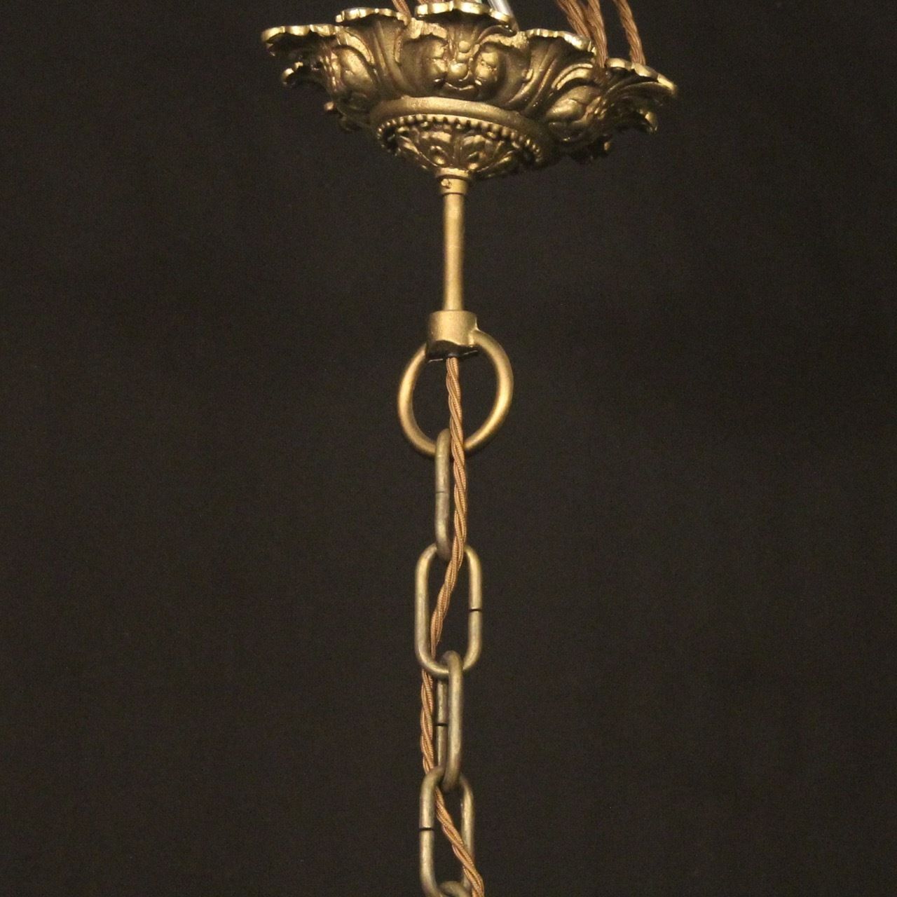 French Gilded Bronze 6 Light Antique Chandelier photo vintage