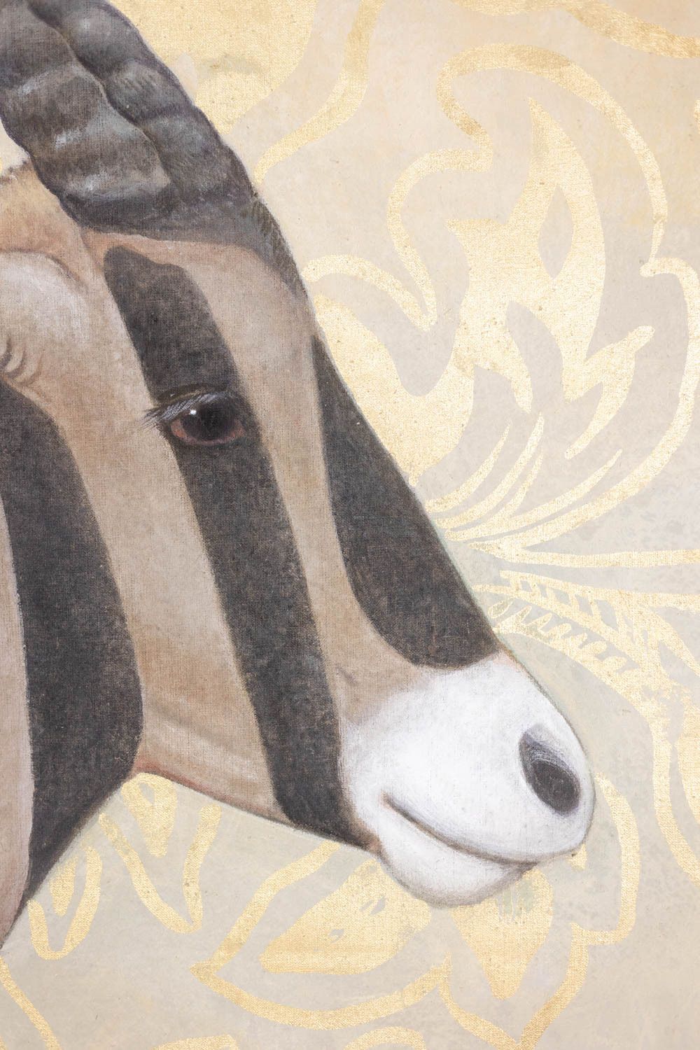 Painted Canvas Representing An Orix On A Gold Background. Contemporary. photo furniture
