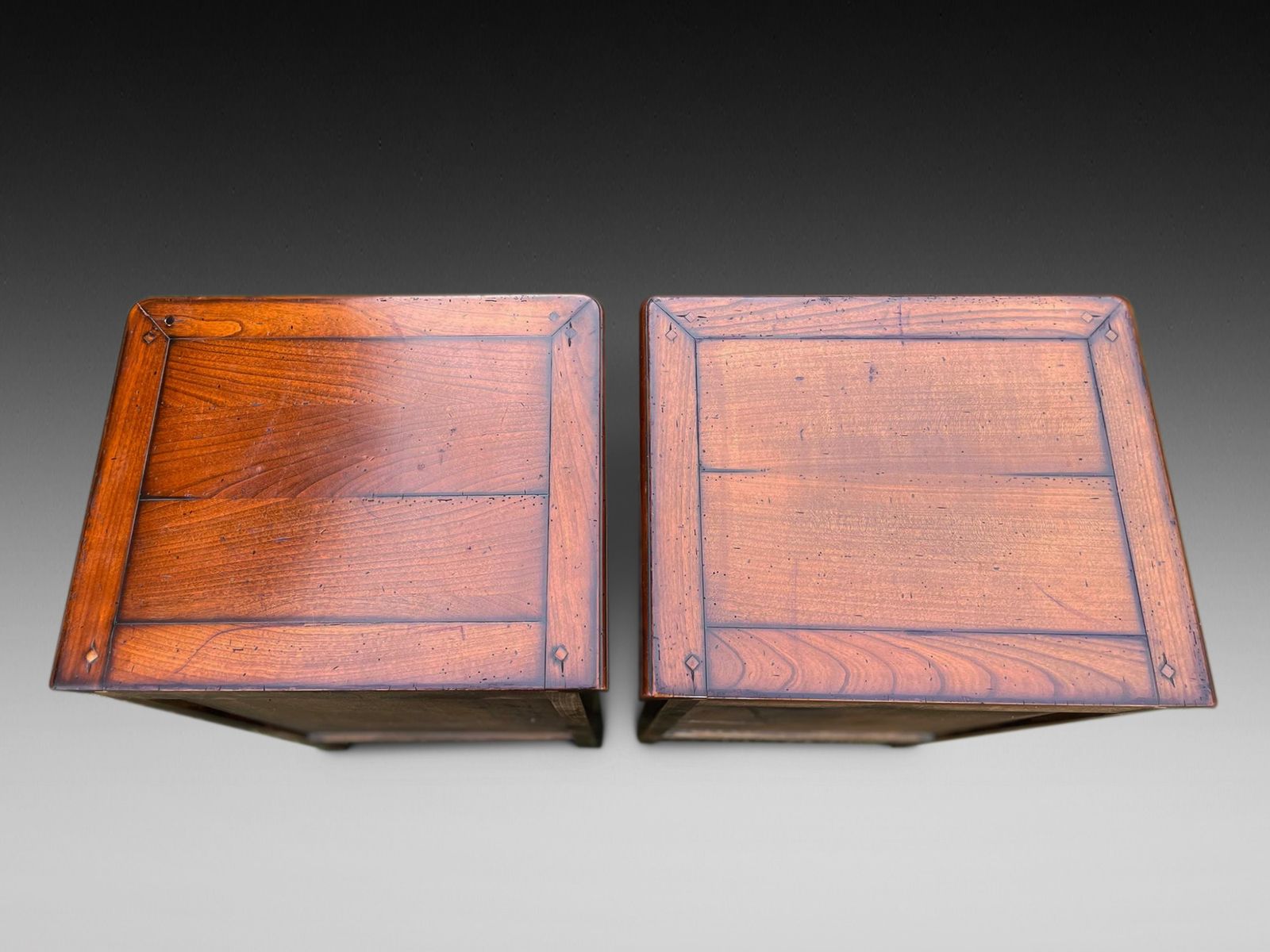 Pair Of Fruitwood Three Drawer Bedsides photo 1275.0