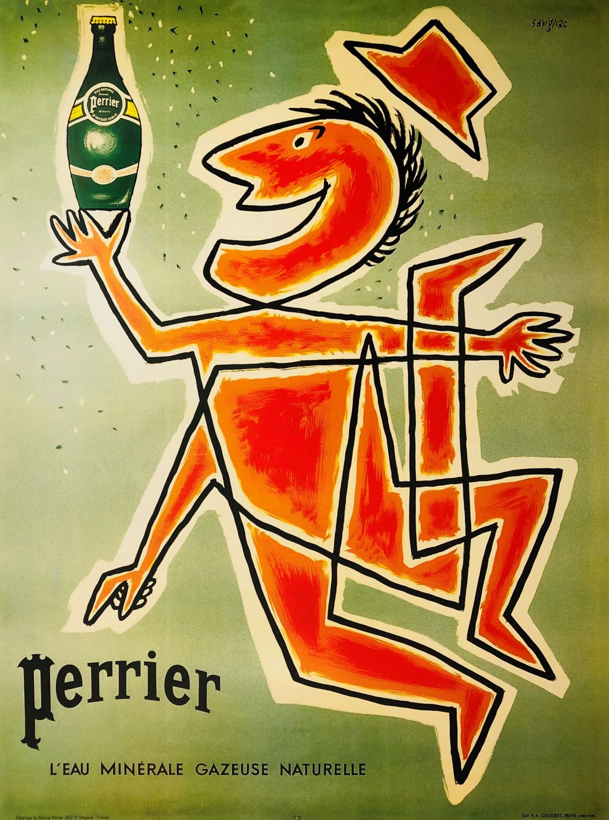 Raymond Savignac, C.A. 1995   Perrier   Original Vintage Poster Cm 60 X 45,5