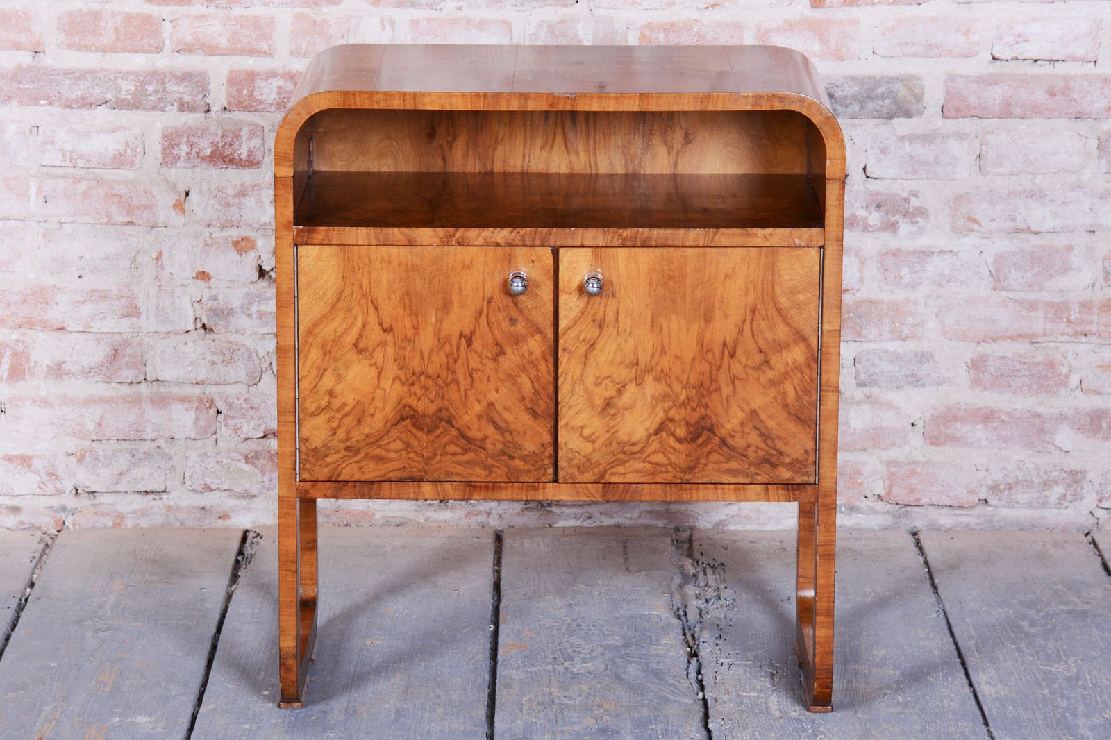Restored Art Deco Cabinet, Walnut, Veneer, Revived Polish, Czech, 1920s photo Furniture