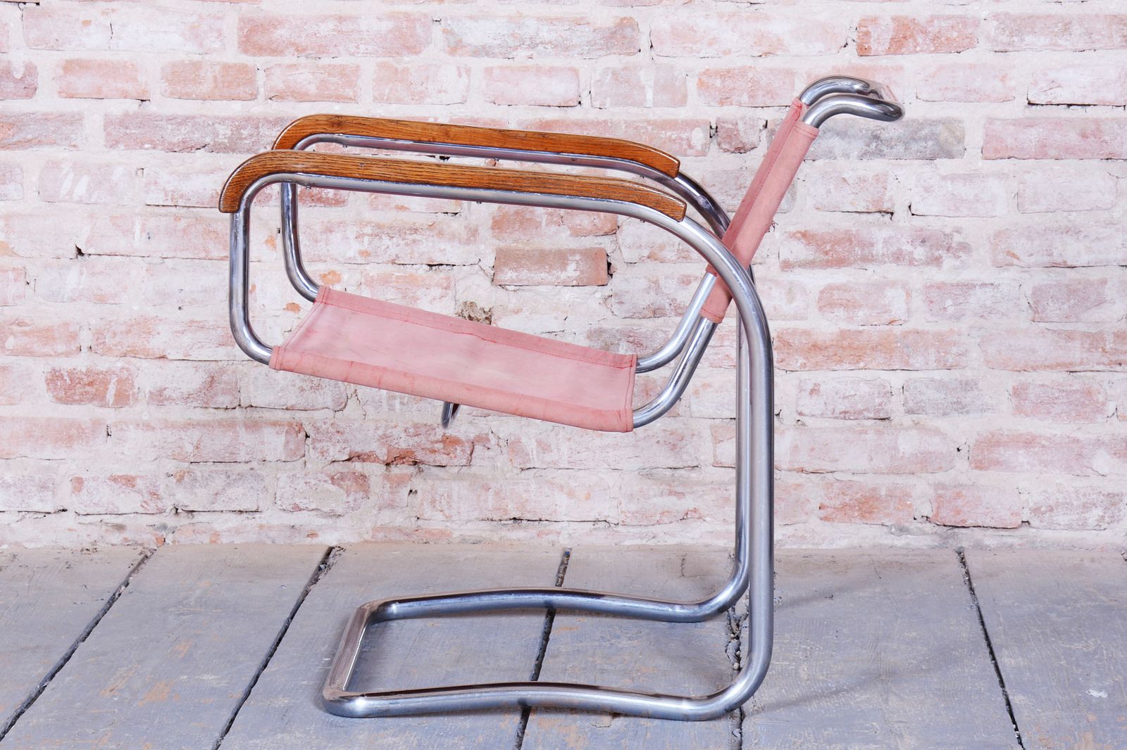 Original Bauhaus Chair, By J. Halabala, Up Zavody, Beech, Chrome, Czech, 1930s photo furniture